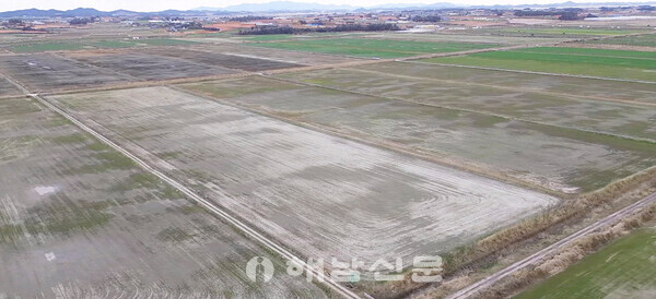 ▲기업도시 구성지구 내 산업단지에 공급할 전기를 생산코자 영농형 태양광 집적화단지가 추진 중인 산이2-1공구.