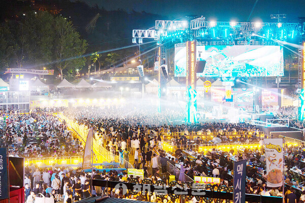 ▲대구치맥 페스티벌이 열린 지난 7월 4일 메인 무대 주변으로 관광객들이 가득 차 있다.